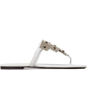 Tory Burch Capri Metal-Embellished Sandals - White