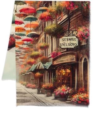 D'Aniello Floral-Umbrella Print Scarf - Green
