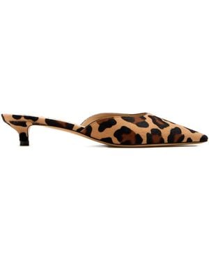 Francesco Russo Kitten-Heel-Mules Mit Leoparden-Print 25Mm - Weiß