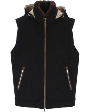 Brunello Cucinelli Hooded Wool Gilet - Black