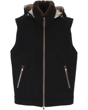 Brunello Cucinelli Hooded Wool Gilet - Black