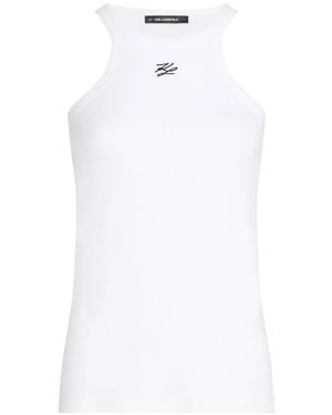 Karl Lagerfeld ロゴ タンクトップ - ホワイト