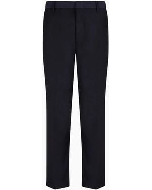ARMANI EXCHANGE Pressed-Crease Straight-Leg Trousers - Blue