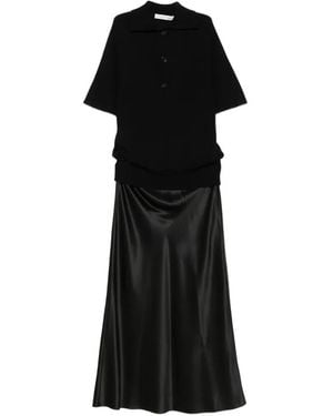 Christopher Esber Monument Short-Sleeve Polo-Top Maxi Dress - Black