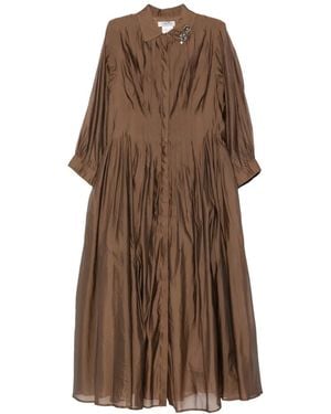 Max Mara Vetro Crystal-Embellished Pleated Midi Dress - Brown