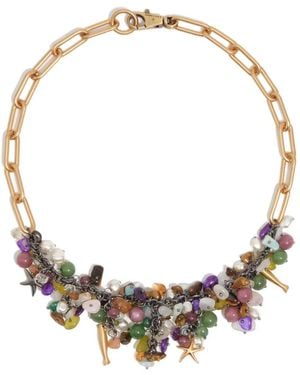 Bimba Y Lola Beaded Chain Necklace - Metallic