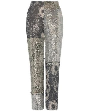 Maison Margiela Sequin-Embellishment Floral-Details Trousers - Grey