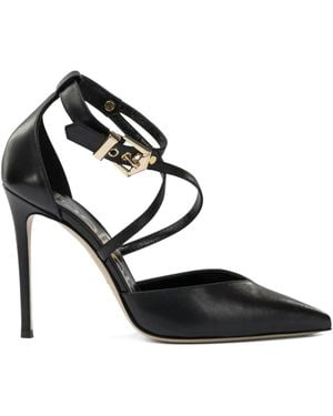 Ninalilou Buckled-Strap Pointed-Toe Pumps - Black