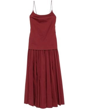 STAUD Pleated Spaghetti-strap Maxi Dress - レッド