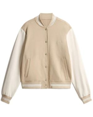 Woolrich Snap-Button Two-Tone Bomber Jacket - Natural