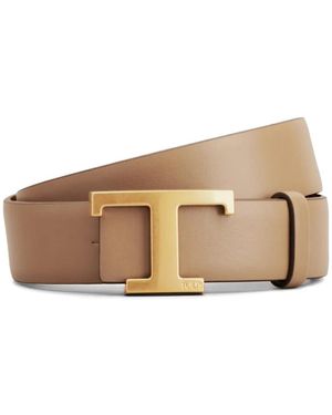 Tod's T-Buckle Reversible Belt - Natural