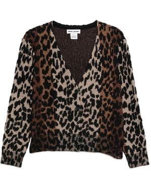 DKNY Animal-Pattern V-Neck Cardigan - Black