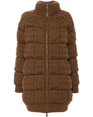 Max Mara Chunky-Knit Padded Coat - Brown