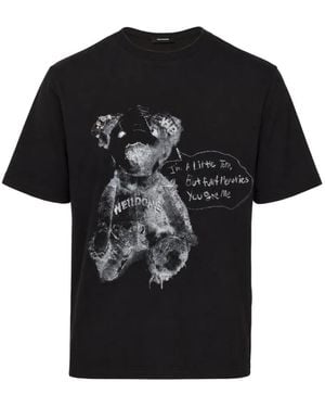 we11done Pierced Teddy Graphic-Print T-Shirt - Black