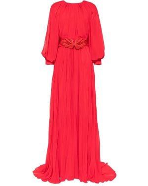 Saiid Kobeisy Pleated Puff-Sleeve Dress - Red
