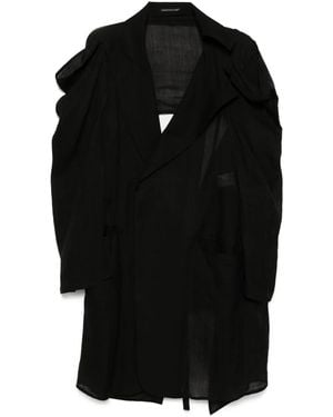 Yohji Yamamoto Twill Belted Blazer - Black