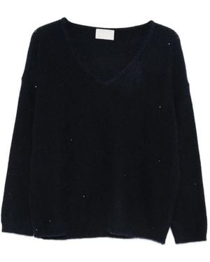 Hemisphere Verzierter Pullover mit V-Ausschnitt - Schwarz