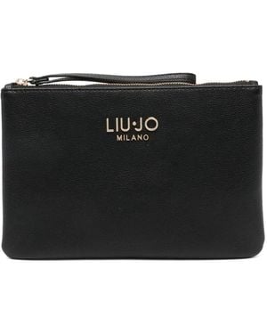 Liu Jo Logo-Plaque Zip Clutch Bag - Black