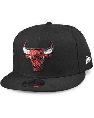 KTZ 9Fifty Chicago Bulls Rhinestone-Detail Baseball Cap - Black