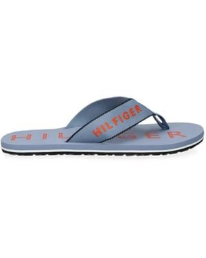 Tommy Hilfiger Logo-Embroidery Flip-Flops - Blue