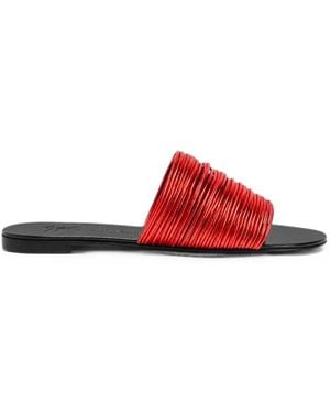 Giuseppe Zanotti Clio Laminated Leather Sandals - Red