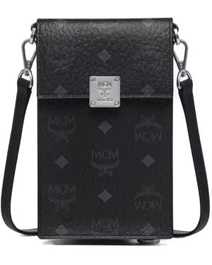 MCM Visetos-Print Logo-Plaque Phone Wallet - Black