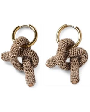 Fabiana Filippi Boucles D'Oreilles Nouées À Perles - Metallic