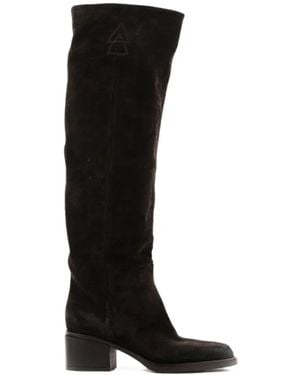 Elena Iachi Square-Toe Knee-High Boots - Black