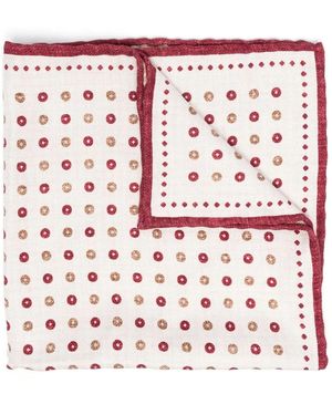 Brunello Cucinelli Geometric-Print Pocket-Square - Red