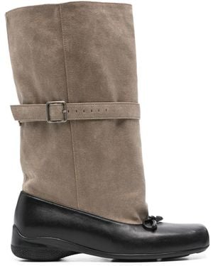 OPEN YY Buckled Ballet Slouchy Boots - Brown