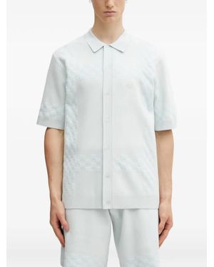 Filling Pieces Resort Checkered-Knit Short-Sleeve Shirt - White