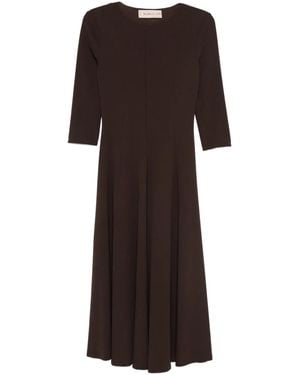 Blanca Vita Three-Quarter Sleeve Flared Dress - Brown