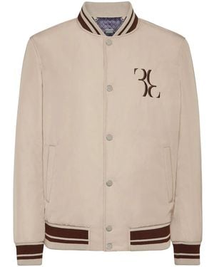 Billionaire Embroidered Stripe-Trim Bomber Jacket - Natural