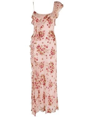 RIXO London Ester Maxi-Jurk Met Bloemenprint En Ruches - Wit