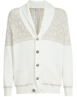 Brunello Cucinelli Jacquard Cardigan - White