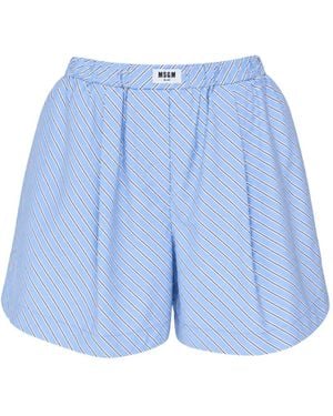 MSGM Diagonal-Stripe Shorts - Blue