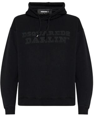 DSquared² Logo-Print Cotton Hoodie - Blue
