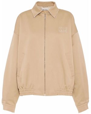 Miu Miu Oversized Chino Blouson Jacket - Natural