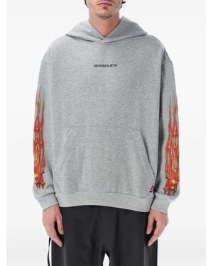 Oakley Flame-Print Hoodie - Gray