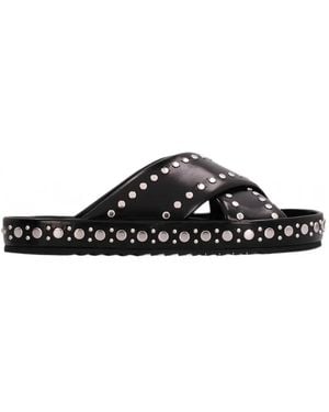 Fendi Stud-Embellished Crossover-Strap Sandals - Black