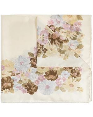 Versace Floral Silk Scarf - Neutro