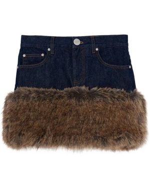 Marc Jacobs Faux-Fur Denim Mini Skirt - Blue