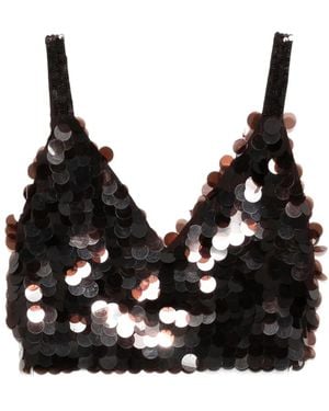 P.A.R.O.S.H. Triangel Top Met Pailletten - Zwart
