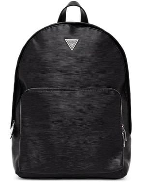 Guess Milano Textured Logo-Plaque Backpack - Black