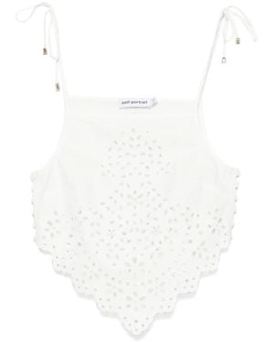 Self-Portrait Cotton Embroidered Top - White