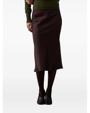 Soeur Bias-Cut Satin Midi Skirt - Black