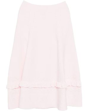 Needle & Thread Pointelle-Trim Knitted Skirt - Pink