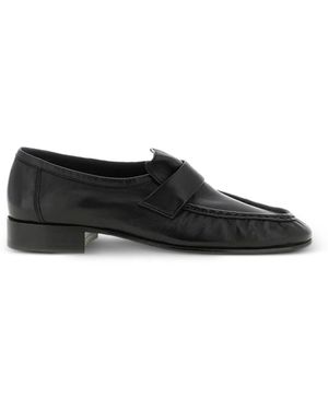 The Row Soft Leather Loafers - Black