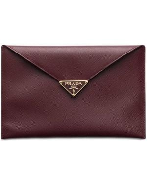 Prada Pochette En Cuir À Plaque Logo - Violet