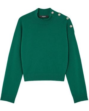 Versace Kastiger Pullover Aus Wolle Und Kaschmir - Grün